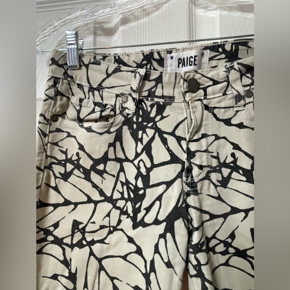 PAIGE Denim Taupe Gray Print 5 Pocket SKYLINE SKINNY Jeans Womens Size 27 - Picture 7 of 13